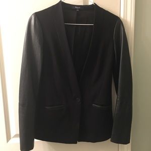 Madewell Black Blazer with Leather Sleeves
